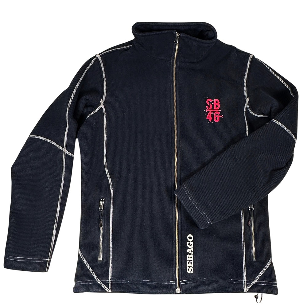 Sebago Black Corduroy SB46 Jacket Coat‎ Fleece Lined Mens M Hi-Vent Waterproof